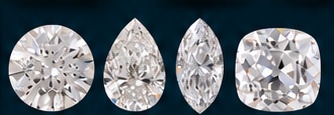 Round, pear, marquise and cushion cut diamonds